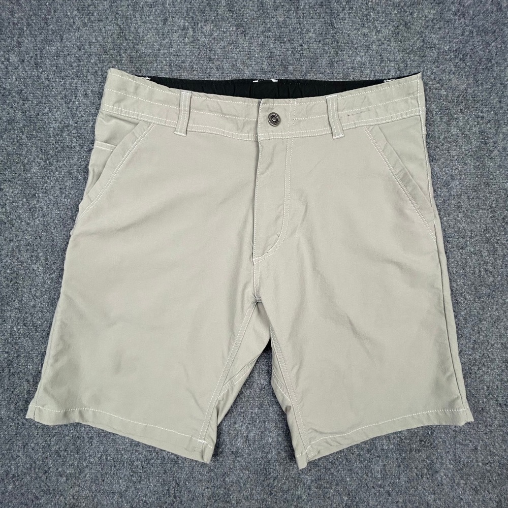 KUHL Shift Amphibia Shorts Mens 34 Tan Hiking Stretch Outdoor Utility Gorpcore